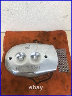 Harley S&S Two-Throat Carburetor Air Cleaner Cover Polished Dual Carb NOS